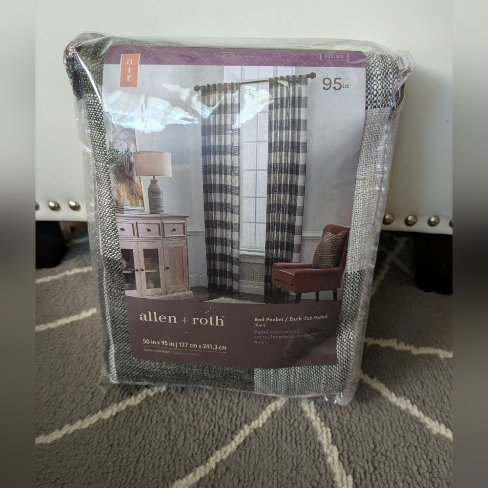 NWT Allen & Roth Buffalo Check Rod Pocket Curtain Panel